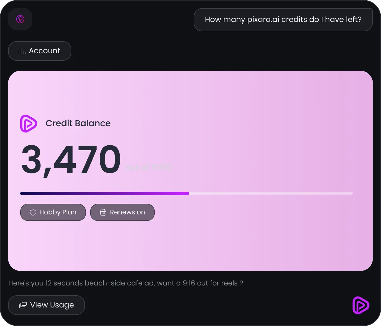 Check your credit balance without leaving the chat