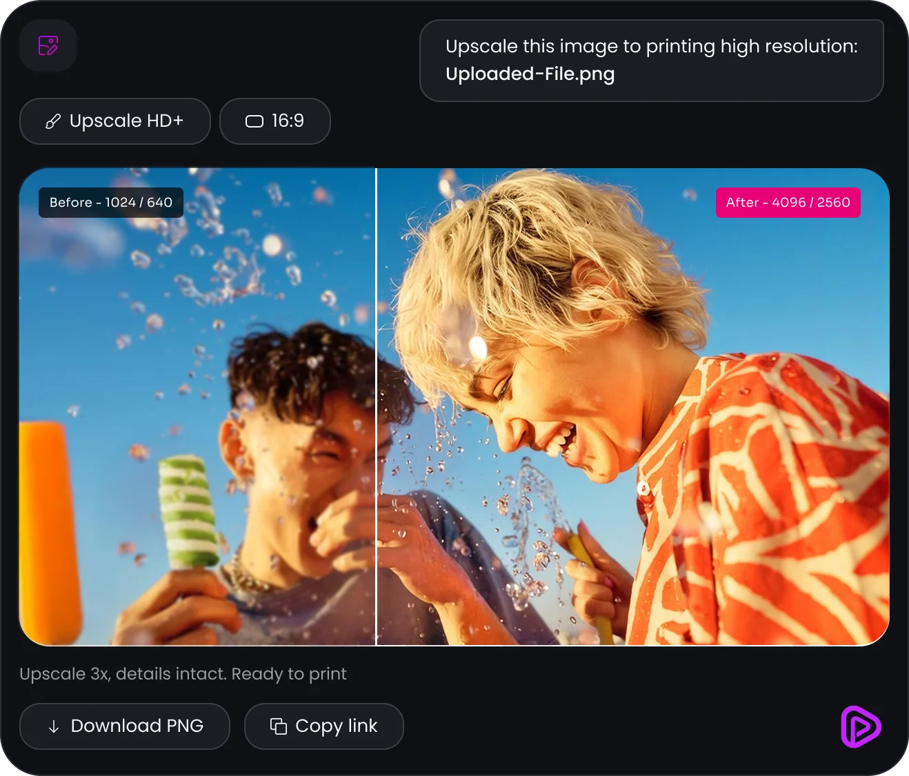 Upscale any image to print-ready resolution